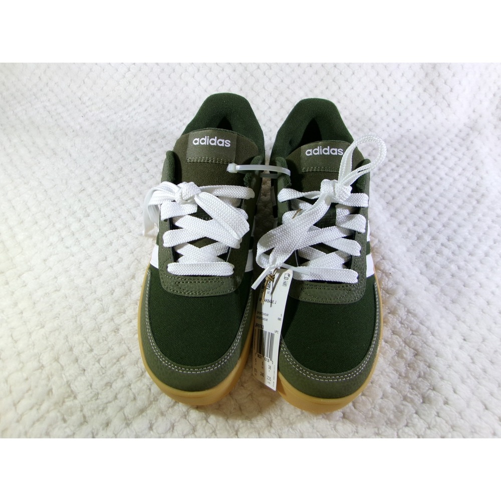 adidas Women's Dark Green and White Sneakers with Gum Sole